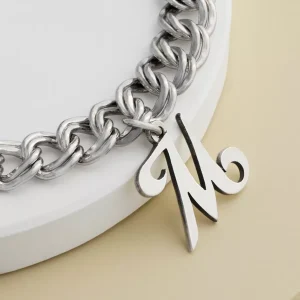 Heavy Double Curb Charm Bracelet