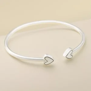 Two Hearts Flexible Cuff Bracelet