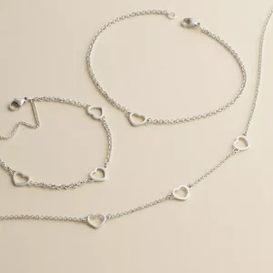Heart Station Charm Bracelet