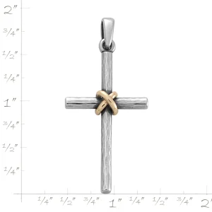 Forged Cross Pendant with Gold Wrap