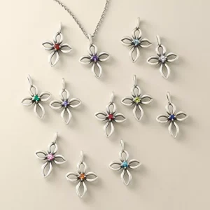 Avery Remembrance Birthstone Cross Pendant