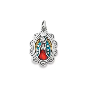 Enamel Virgin of Guadalupe Charm with Rose Collection Look