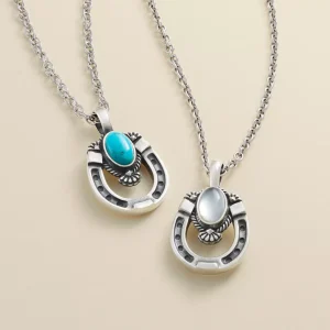 Western Horseshoe Gemstone Pendant
