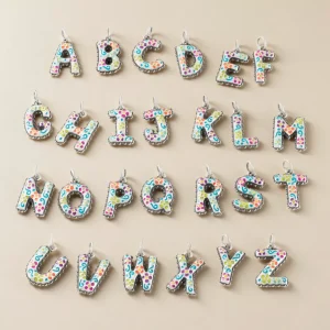 Enamel Consuela Floral Initial Charm