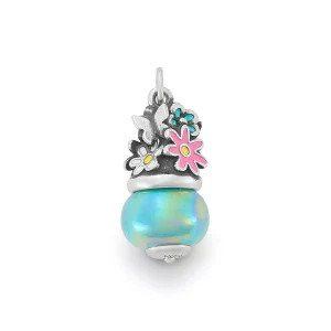 Enamel Mini Flowers Art Glass Charm