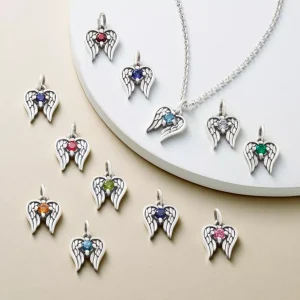 Angel Wings Birthstone Charm