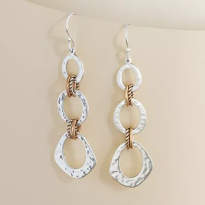 Hammered Linked Dangle Earrings