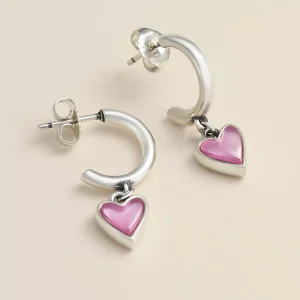 Sweetheart Gemstone Hoop Dangle Earrings