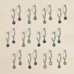 Cherished Birthstone Hoop Dangle Earrings