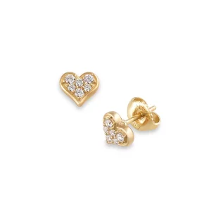 Delicate Pave Diamond Heart Studs