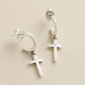 Horizon Cross Hoop Dangle Earrings