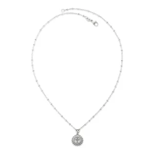 Delicate Beaded Cross Medallion Necklace