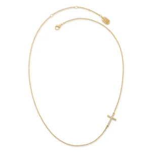 Delicate Pave Diamond Horizon Cross Necklace