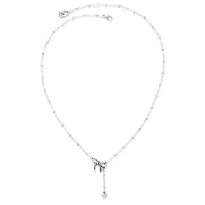 Delicate Bow and Heart Lariat Necklace