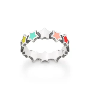 Enamel Connected Stars Ring