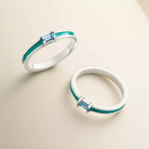Enamel Gemstone Stacker Ring