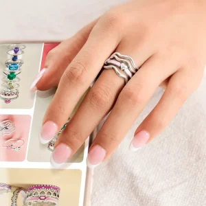 Squiggle and Enamel Ring Stack Look