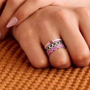 Gemstone, Heart and Scalloped Ring Stack Look