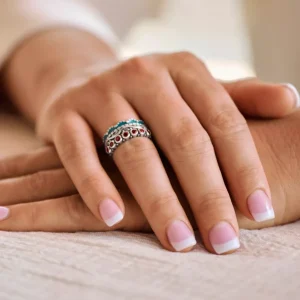 Gemstone, Renaissance and Enamel Ring Stack Look