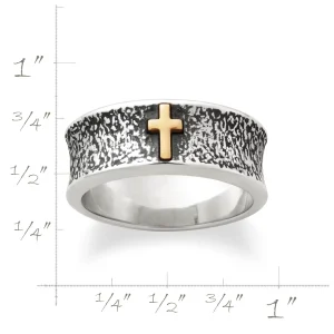 Textured Wedding Ring with Cross